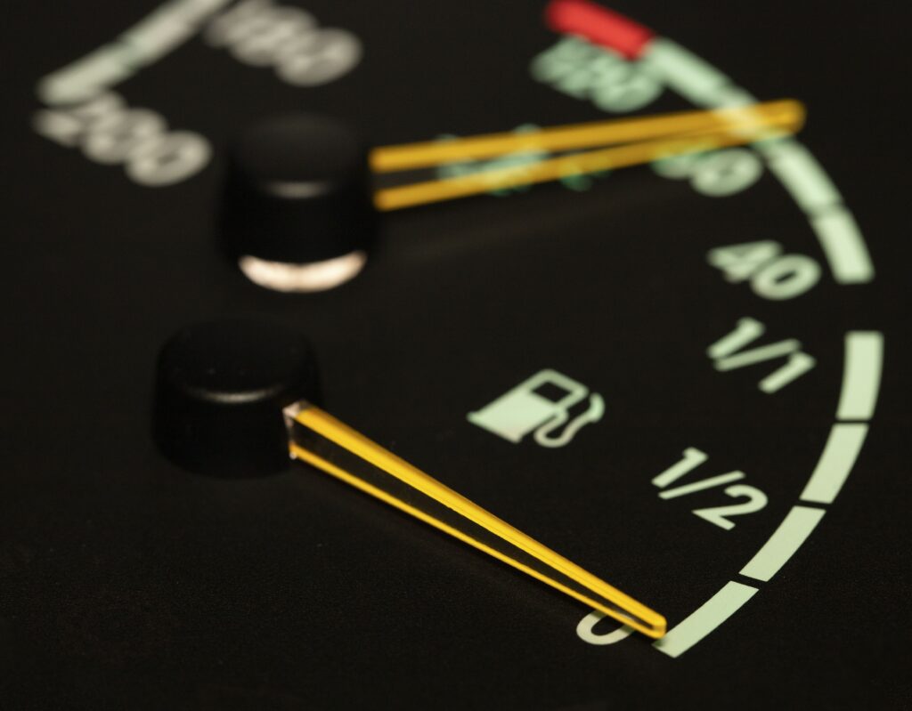 close up fuel level gauge vehicle picture